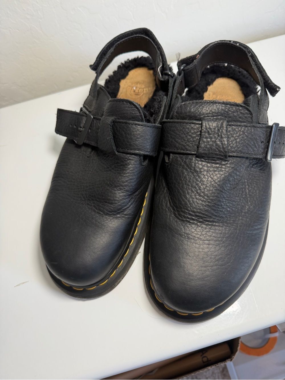 Dr. Martens Jorge II Faux-Fur Lined Black Leather Mules Clogs Men’s 11 - Picture 7 of 8